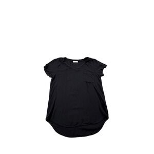 Simply Blessed Black V-Neck Pocket‎ Tee Women's Small Short Sleeve Top